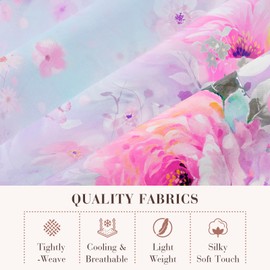 YIYEA Queen Sheet Set, Luxury 1800TC Hotel Quality Double Brushed Microfiber Floral Bed Sheets for Queen Size Bed, Extra Soft, Deep Pocket, Shrinkage and Fade Resistant, 4PC (Queen)