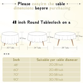 Cobedzy 1 Pack 48 Inch Round Satin Tablecloth Ivory Satin Table Cover, Overlay Silky Tablecloth Dining Table Cloths for Wedding, Party, Banquet, Events, Reception, Dinner