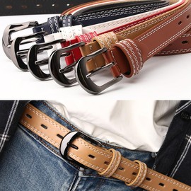 KASSAI Perforated Belt, Total Length 41.3 inches (105 cm), Width 0.9 inches (2.4 cm), Women's, Casual, Inspected in Japan, Black