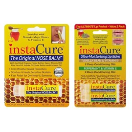 Nose Balm Heals Nasal Irritation, Ultra-Moisturizing Lip Repair Balms Vanilla Bean & Peppermint with Manuka Honey Vitamin E Shea Butter Aloe Vera Oil, 3-Pack Value Set.