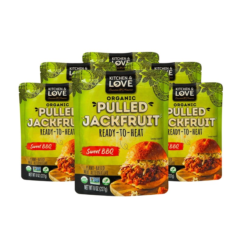 Kitchen & Love Organic Sweet BBQ Pulled Jackfruit, Non GMO,