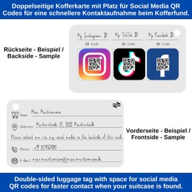 Luggage Tag with Address Tag, 2 Pack, Black + Silver, Aluminium Sign, for Air Travel, Cruise, Metal Luggage Tag, Name Tag, Suitcase, Address Tag, Bag Tag, ID Tag Hanger