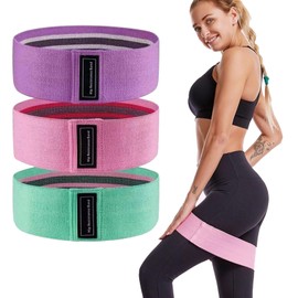 KATLKIU Fitness Resistance Bands 3 Stärken Rutschfest Nicht Curling Stoff Fitnessbänder für Beintraining und Po Sculpting mit Tragetasche und Trainingsanleitung
