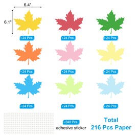 PATIKIL Maple Cutouts, 216 Pack Paper Leaves, Colorful Leaf Cutout for Classroom Decoration DIY Craft Project, Assorted Color