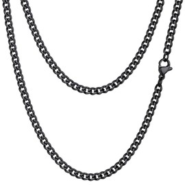 Black Cuban Link Chain Necklace Women Men Curb Chain for Jewelry Making Statement Black Necklace