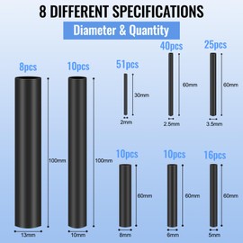 170-Piece Heat Shrink Tube Set, 2:1 Shrink Ratio, Shrink Connector, Double Wall Heat Shrink Tube, Heat Shrink Tube, with 8 Different Sizes for Electrical Insulation, Cable Repairs