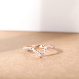 Titaniumcentral Stackable Eternity Wedding Bands for Women Pear & Round Shaped Cubic Zirconia Engagement Promise Rings (Rose Gold,Size J 1/2)