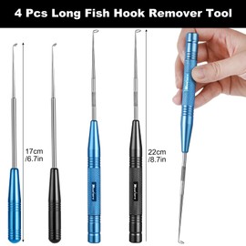 Realure 4Pcs 2 Sizes Portable Fishing Unhooking Disgorger with Magnets Fast Sea Fishing Hook Remover Tool Sturdy Stainless Steel Fishing Disgorger Fishing Supplies for Unhooking Hook of Small Big Fish