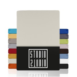 Studio Basic Fitted Sheet 100 x 200 cm, 100% Combed Cotton, Oeko-Tex 100, Brand Quality, Flat Sheet 100 x 200 cm for All Standard Mattresses up to 25 cm Height, Snow