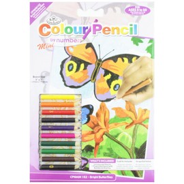 ROYAL BRUSH Mini Colour Pencil Set: Butterflies, 5 x 7 inches Color by Number, Multicolor