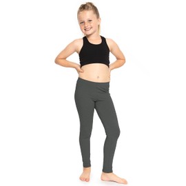 STRETCH IS COMFORT Girl's Cotton Leggings Charcoal Gray Large