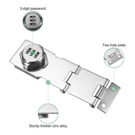 M METERXITY 2-Pack Keyless Combination Lock, 3.78" Zinc Alloy Mechanical Password Twist Knob Hasp Locks Latch for Cabinet/Closet/Garage/Drawers/Garden,90/180 Degree Barn Door Lock [Silver]