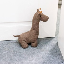 CERAYOU Cute Animals Decorative Door Stoppers, Soft Durable Fabric Weighted Interior Wall Protector for Home & Office, Anti Collision Heavy Duty Compact Floor Decor Book Stopper, Brown Giraffe