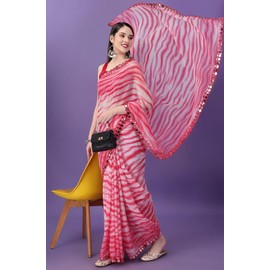 MAHEK- Fabulosos saris indios para mujer. Nuevo sari Lehriya con estampados elegantes y borde con trabajo de espejo. Sari y Bl