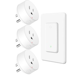 Remote Switch Outlet(1remote 3plug),USUPERINK Remote Control Light Switch,Wireless On/Off Light Switch Wall Mounted,15A/1500W,TUV List,No Wiring Needed,500ft Range,for Lamp,Fans,Household Appliances