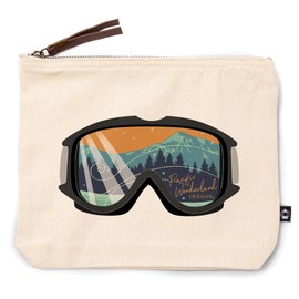 Pacific Wonderland, Oregon, Ski Goggles, 100% Cotton Zipper Pouch, Travel Accessory, Go Bag