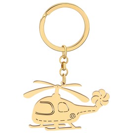 YAYAKO Truck Car Key Chain Stainless Steel Airplane Bicycle Motorcycle Keychain Cartoon Car Gifts for Men Women Girls Charms (Plated Gold Helicopter Keychain)