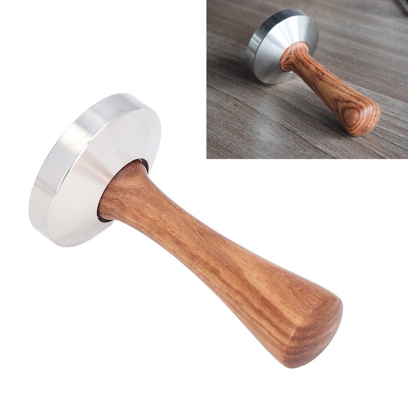 Coffee Tamper Stainless Steel Base Wooden Handle Heavy Duty Coffee