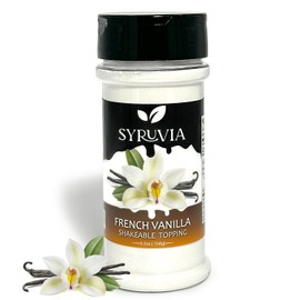 Syruvia French Vanilla Shakable Coffee Topping - 5.5 oz Coffee Sprinkles. Great for Oatmeal, Milkshakes, Smoothies, Ice Cream, Dessert Topping, and More.