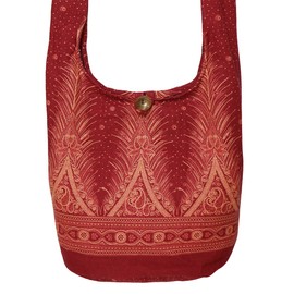 Lovely Creations Hippie Boho New Elephant Crossbody Bohemian Gypsy Sling Bag Shoulder Bag Large Size, Peacock L Wine, Large