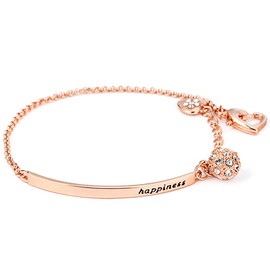 LOVANS Stainless Steel Bracelet With Rose Gold Plated Lucky Love Zircon Chain Link Bracelet Gift for Her Women