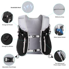 Hydration Running Vest for Women Men,Lightweight Breathable Reflective Hydration Pack with 500ml Water Bottle,Hydration Vest Pack Backpack for Hiking,Camping,Trail Running,Cycling,Race,Marathon