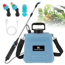 BlumWay Battery Powered Sprayer 2 Gallon,Powerful Electric Sprayer with 3 Mist Nozzles, Retractable Wand, Garden Water Spray with Adjustable Shoulder Strap for Lawn,Gardening