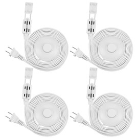 Xuhal 4 Pieces 12 Foot 2 Prong Switch Extension Cord Power Strip Extension Cord with Multiple Outlets Indoor Outdoor Extension Cord White Lighting Accessories for Christmas Home
