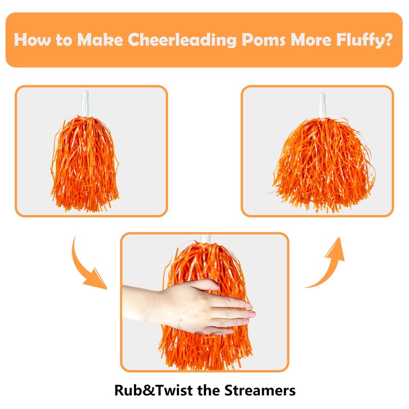 16PCS Cheerleading Pom Poms Metallic Foil Plastic Pom Poms with