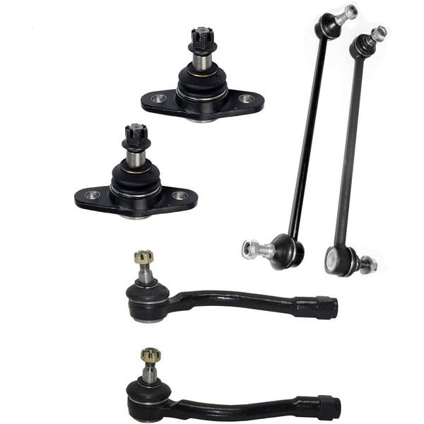 Detroit Axle - Front Outer Tie Rod Ball Joint Sway Bar Link Replacement for 2006-2011 Kia Rio Rio5-6pc Set