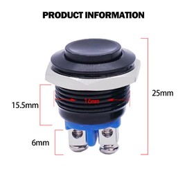 Round Start Button, Momentary Push Button Switch, Start Button, Car Start Button, Waterproof Button, Switch Momentary Metal, Metal Push Button Switch, Push Button Switch Made of Metal, Black Shell, 16