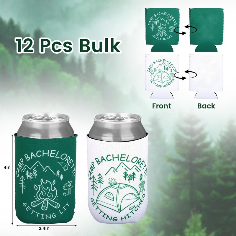 12 Pcs Reusable Camp Bachelorette Party Can Coolers for Bridal