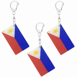 BQTBQT Philippines Flag Keychain Filipino Flags Key Chains Men and Women Style - Double Sided Acrylic D Shape Chains Car Key chain Gifts Decoration (3 Pcs)
