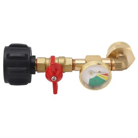Propane Refill Adapter with Pressure Gauge and On Off Control Valve Gas Elbow Adapter for 1LB Tank 1‑20LBS QCC1 Cylinder