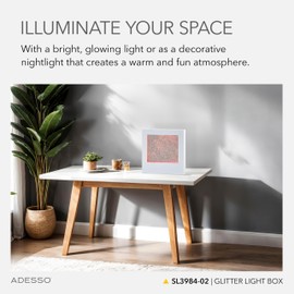 Adesso SL3984-02 Simplee Novelty RGB LED Mood Box for Table or Hanging Mount, Gallery Wall Lighting, Swirling Color Changing Glitter, 8 Feet, White Frame