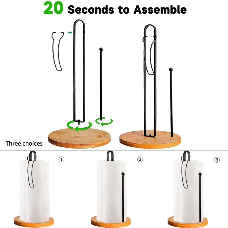 Wood Paper Towel Holder Countertop, TONLEA Kitchen Paper Towel Holder