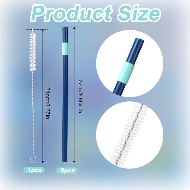 Lyreh 8pcs Straw Replacement, Hard Plastic Straight Water Bottle Straw