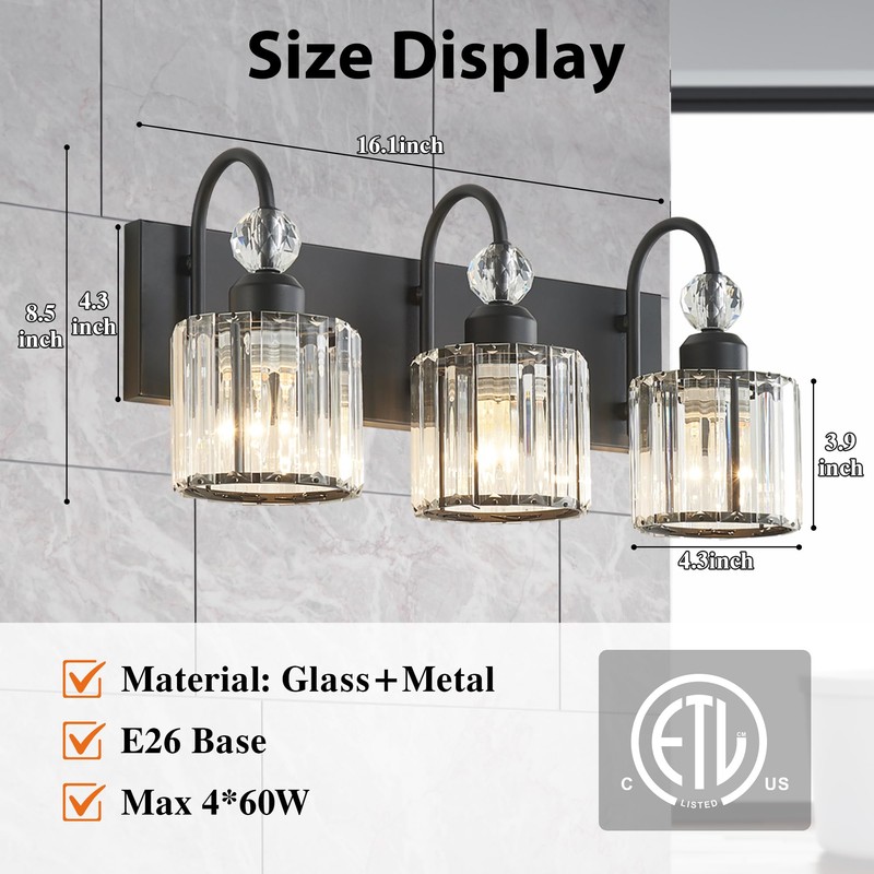 DIAMONDFORGE Bathroom Vanity Light Fixtures Over Mirror - Makeup Lighting