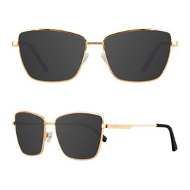 MAXJULI XL Size Extra Large Polarized Sunglasses 151 MM for Big Wide Heads Women Metal Ultralight UV400 Protection Glasses 8815 (Gold+Grey)