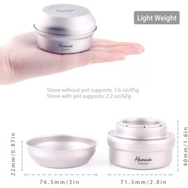 Titanium Alcohol Stove Camping Mini Titanium Stove Backpacking Stove with Cross Stand and Lid for Hiking Camping