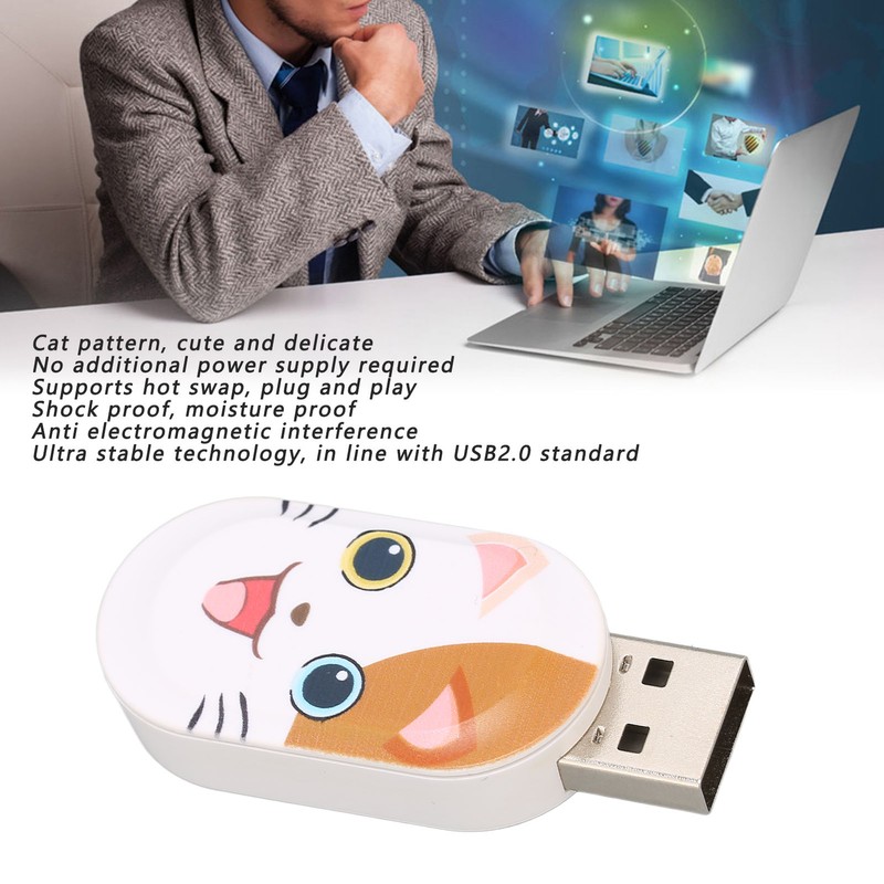 Cartoon U Disk Cute Cat Pattern Anti Electromagnetic Interference USB2.0
