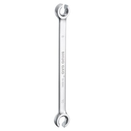 sourcing map Flare Nut Wrench 8mm x 10mm CR-V Nickel Plating Wrench for DIY Automotive Repairs and Household Maintenance