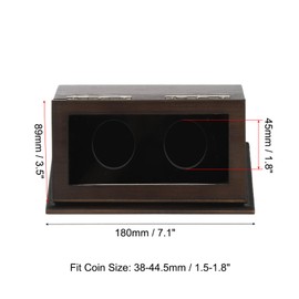 PATIKIL Coin Display Case, 2 Slots Coin Presentation Display Box Coin Box Coin Case with Coin Holder Fit 38-44.5mm Coin for Silver Dollar Collectors, Brown