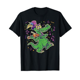 Fiddle Playing Gator graphic for Mardi Gras T-Shirt