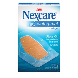 3M Nexcare Waterproof Clear Bandage, Knee and Elbow, 8 Count