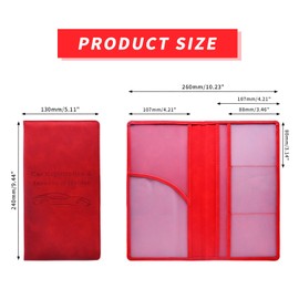 ZYHW Car Registration and Insurance Card Holder - Vehicle Glove Box Document Organizer - Premium PU Leather Wallet Case - Driver License - Red