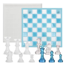 Juego Moldes Resina Silicona P Tablero De Ajedrez Con Piezas