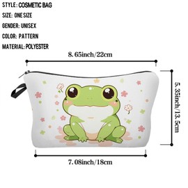 Livel lhood Frog Gift Cartoon Frog Makeup Bag Cute Small Organizer Bag Travel Toiletry Zipper Pouch Cartoon Frogs Cosmetic Bag Birthday Christmas Gift for Frog Lovers Women Friends