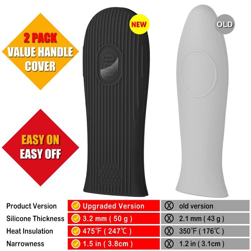 Cbiumpro 2-Pack Cast Iron Handle Cover, Silicone Heat Resistant Hot