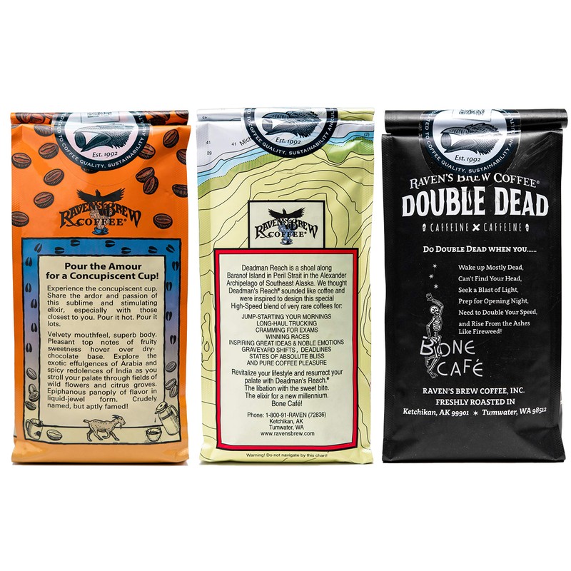 Raven's Brew Ground Coffee Variety Pack - 3 Delicious Flavors